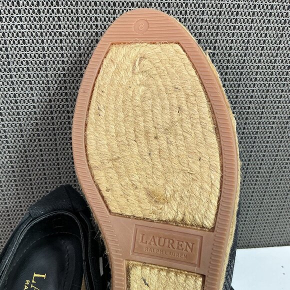 Lauren Ralph Lauren Black Woven Helma Espadrille Wedge Heels Women's Size 8 - Picture 6 of 9